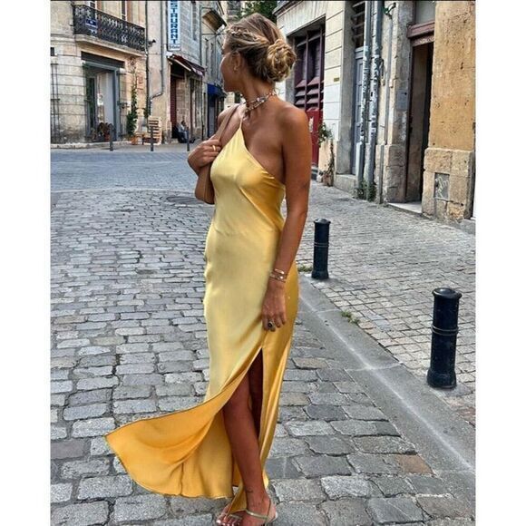 Commense Moonlight Open Back Satin Slit Long Dress Size M - Picture 3 of 16